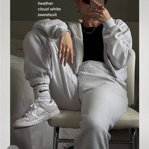 Heather Cloud White Set Sweatsuit joggers and hoodie